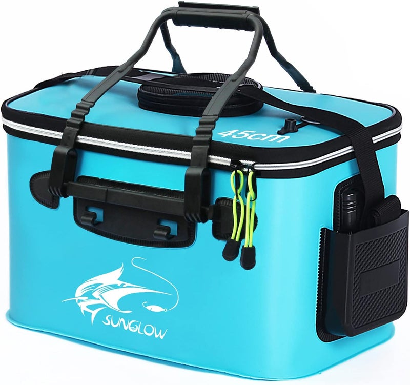 Grneric Fishing Bucket, 6Gallon/8Gallon/10Gallon Foldable Fish Bucket,Live Fish Container Multi-Functional Live Fish Bait Bucket,Outdoor Camping EVA Fishing Bag and Fish Protection Bucket - Image 1